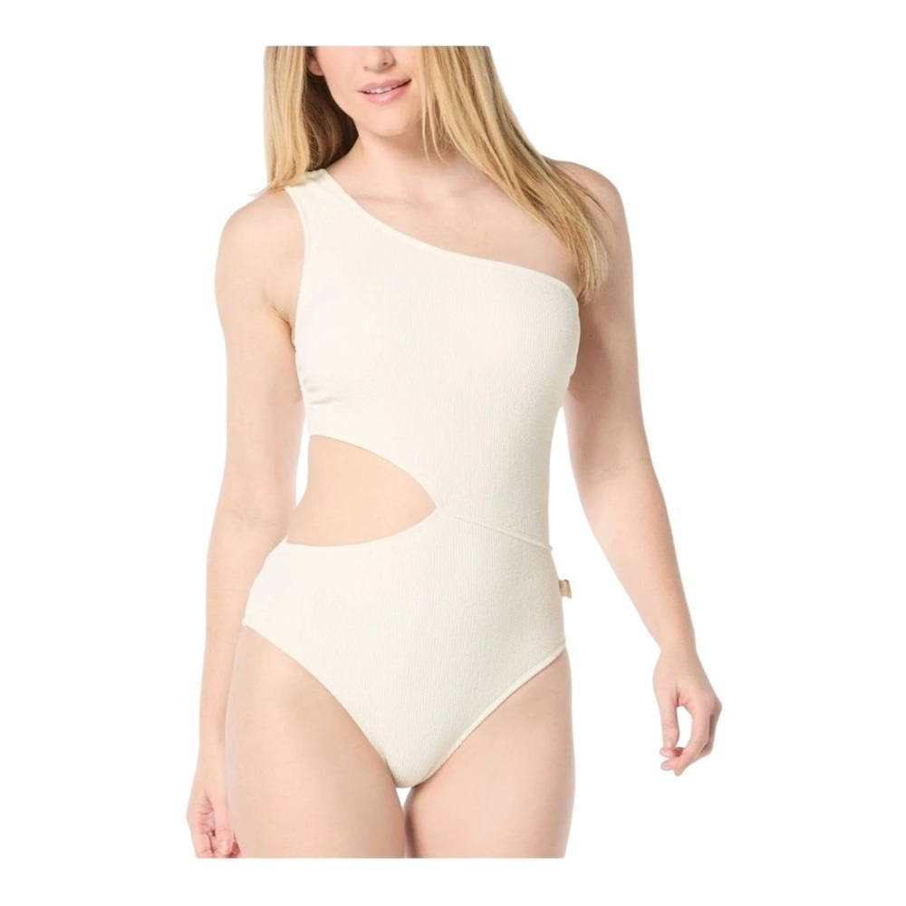 MICHAEL Michael Kors One-Shoulder Side-Cutout Swimsuit NWT